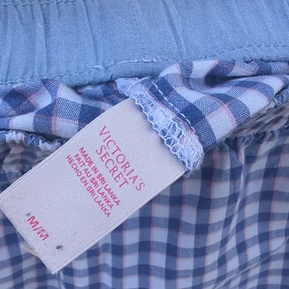 💙 Y2K Victoria's Secret Gingham Pajama Shorts with Eyelet Lace Trim - Picture 5 of 6